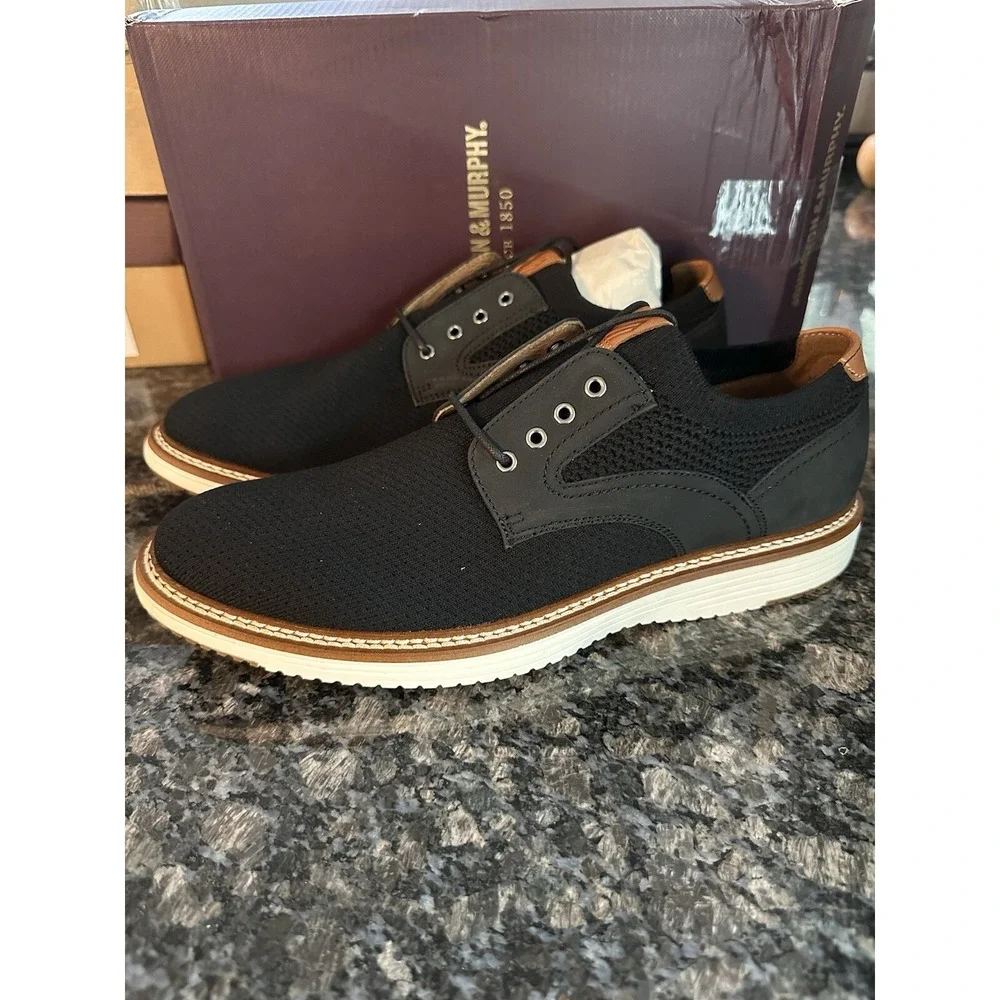 Johnston & Murphy Hodges Black Knit Plain Toe Oxfords 59-5081 Mens 9 M